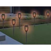 Solarfackeln 6er Set mit Flammeneffekt, Schwarz, Höhe 49,5cm