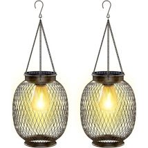 Solarlampe für den Außenbereich, hängender Garten, IP65, wasserdicht, für den Außenbereich, Solarlaterne, 2 Stück, Metall, für den Außenbereich,