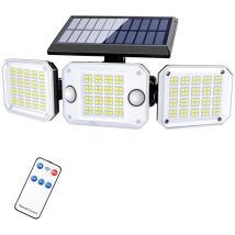 Solarleuchte Außen Bewegungsmelder, 6000mah 1200lm Solarleuchte Außen Mit Fernbedienung, 4 Modi 270° Weitwinkel Solar Außenbeleuchtung, Wasserdicht 