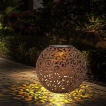 Lampe solaire rouille Lampe solaire pour l'extérieur Boule décoration de jardin solaire Piquet de sol, avec effet de lumière orientale, métal, 1x led