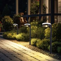 Solarleuchte schwarz Steckleuchte Solar Gartenleuchte Solarlampe, Up Down Beleuchtung, 13x led warmweiß, DxH 11x45 cm, 3er Set