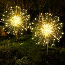 Solarleuchten für den Außenbereich, Solar-Feuerwerk, IP65 wasserdicht, 8 Modi, Solar-Löwenzahnlicht für Wege, Rasen, Terrasse, Hofdekoration – (2