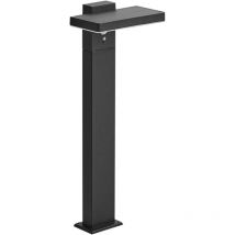 Solar LED-Pollerleuchte Schwarz Aluminium 50 cm Hoch Modern mit Montageplatte Outdoor Garten Einfahrt Beleuchtung Außenlampe Wegeleuchte