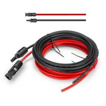 12m Câble Solaire 4 mm² Professionnel avec Photovoltaïques Fiche à Une Extrémité, Câble d'extension Solaire 4mm² 12AWG Max dc 1500V, Certification