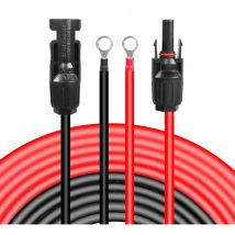 2m dc Câbles 10AWG 4,0mm² d'Extension Photovoltaïques,avec Connecteur Femelle et Mâle Adaptateur de Fil de Câblage de Panneau Solaire pour Batterie