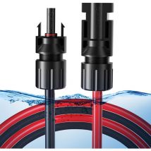 Solarsys - Cable solar de 6 mm² (5 m) - Extensión fotovoltaica 10AWG, 1500V cc, Conectores m/h, IP68, Anti-UV, Certificado tuv, Alta resistencia