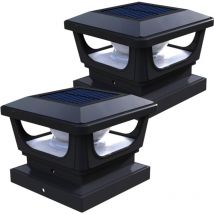 Solarsys - Lampes Solaires Pour Poteau de Clôture et Rambardes de Porches, Noir, Lot de 2