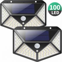 Solarleuchte Außen 100 Led 2200ma Außen Solarbeleuchtung Bewegungsmelder, Leistungsstarker Kabelloser Solarstrahler, Solarleuchte Mit 3 