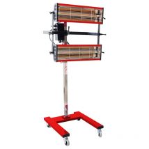 Lampe de Séchage de Peinture Infrarouge avec Minuterie et Support, Mobile avec roues, Réglable en hauteur, 2 x 1050 w, Rouge - Rouge - Solary