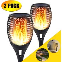 Solde-Lampe solaire,Lumière solaire de torche, lumière de flamme Effet Lampe Décoration de scintillement de 96 led Flames allume les allées de