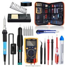 Osuper - Soldering Iron Kit 60W 220V Adjustable Temperature, Soldering with On/Off Switch, Multimeter, Desoldering Pump, 5PCS Soldering Tips for