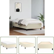 The Living Store Cadre de lit sans matelas crème 90x200 cm similicuir - Cadre De Lit - Lit Double - Similicuir - Lit Crème - Meuble Chambre