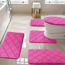 Feiyue - Soldes d'été Lot de 5 tapis de bain en mousse à mémoire de forme, universels, doux, confortables, absorbants, antidérapants et épais,
