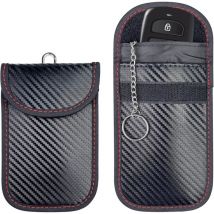 Soldes Etuis Anti RFID pour Clé Voiture, Lot de 2 Pochettes Blocage Signaux RFID en Cuir Imperméable, Blindage Triple Couche, Taille Universelle 140