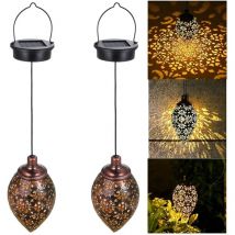 Soldes Lanterne Solaire pour Extérieur,2 Lanterne de Jardin,Lanterne Solaire à LED en Métal pour Patio Extérieur sur L'arbre