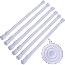 Soldes Lot de 6 Tringles Extensibles sans Perçage Tringles de Rideau pour Penderie Salle de Bains Cuisine (Blanc, 30-50cm)
