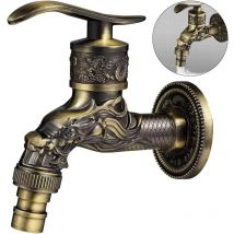 Soldes Robinet Mural RéTro en Laiton, Robinet Exterieur Jardin G1/2', Robinet en Laiton Antique, Robinet Mural Vintage, Antique Cuivre Dragon Sculpté