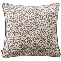 Solene - Coussin Déhoussable 45x45cm Gaze de Coton Imprimé Tâcheté Brun