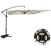 Parasol excéntrico con led de 3 x 3 m crudo solenzara