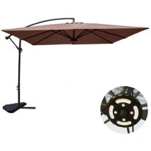 Concept-usine - Parasol led déporté carré 3x3m chocolat solenzara led