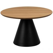 Hellin - Table basse ronde en bois et métal noir D65 - girolle