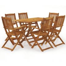 7 Piece Folding Outdoor Dining Set Solid Acacia Wood vidaXL