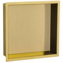 Fnx Bathrooms - Solid Brass Wet Room Shower Niche Recessed Storage Shelf in Brushed Brass - 300x300mm