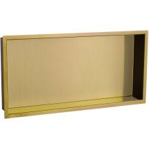 Fnx Bathrooms - Solid Brass Wet Room Shower Niche Recessed Storage Shelf in Brushed Brass - 300x600mm