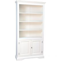 Solid lime wood antiqued white finish W108xDP38xH211 cm sized bookcase. Made in Italy