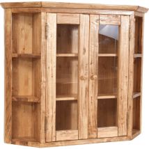 Biscottini - Solid lime wood natural finish sized notched display cabinet. Made in Italy