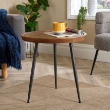 Home Source - Small Coffee Table Round Rustic Solid Mango Wood Living Room Furniture Unit