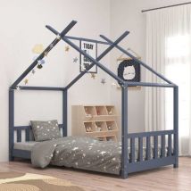 Les Tendances - Kids Bed Frame Grey Solid Pine Wood 80x160 cm vidaXL