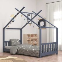 Les Tendances - Kids Bed Frame Grey Solid Pine Wood 70x140 cm vidaXL