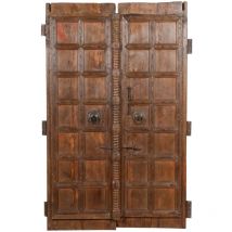 Biscottini - Solid wood and iron front door for interior or exterior use, old and medieval sliding