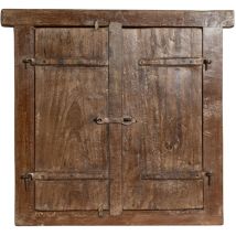 Biscottini - Solid wood and old medieval iron window grille with interior or exterior frame