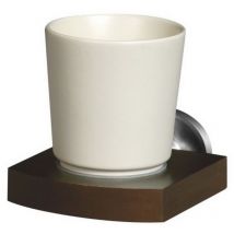 Bisk - Ceramics Toothmug Toothbrush Cup Grip Wood Wall Mounted