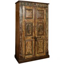 Solid wood bookcase cabinet with antique door