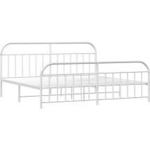 Metal Bed Frame without Mattress with Footboard White 193x203cm vidaXL