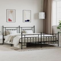 Metal Bed Frame without Mattress with Footboard Black 200x200cm vidaXL