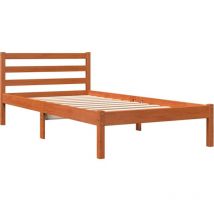 Ityhome - Bed Frame without Mattress Wax Brown 75x190 cm Small Single Solid Wood Pine vidaXL