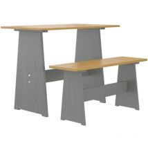 Sjlerst - Dining Table with Bench reine Honey Brown&Grey Solid Wood Pine vidaXL