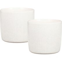 Solido Linea, set de 2 pots à fleurs en céramique, coloris: Perla, diamètre 15 cm, hauteur 13,7 cm, 1,9 l vol. - Scheurich