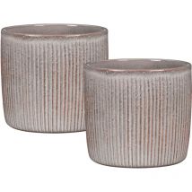 Solido Linea, set de 2 pots à fleurs en céramique, coloris: Seashell, 15 cm de diamètre, 13,7 cm de hauteur, 1,9 l vol. - Scheurich