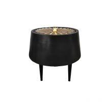 Ivyline - Solis Water Feature on Black Legs with Light Display - Metal - L46 x W46 x H47 cm - Charcoal/Aged Copper