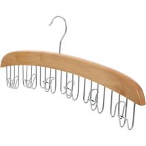 1 multifunktionaler Holz-Kleiderbügel, Gürtel, Kleiderbügel, Kleider-Organizer, Haken, Krawattenhalter, Edelstahl-Kleiderbügel zum Drehen ohne
