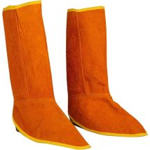 1 paire de couvre-chaussures résistants aux flammes en cuir de vachette, guêtres de protection pour chaussures de soudeur, protection de pieds pour