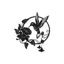 Sollbry - 1 Stück runde Wanddekoration aus Metall für Garten, Wohnzimmer, Kolibri-Wanddekoration, hängende Kreise, Geschenk (schwarz, 25 x 25 cm)