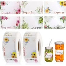 1000 pièces Etiquettes Autocollantes, Étiquettes à Confiture, Étiquette Autocollante Fleur Rectangle, Étiquettes Autocollante pour