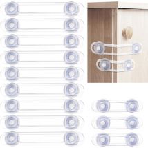 12 Bloc placard Bebe - Sécurité Enfant - Bloque Porte Placard Fenêtre - Protection Sécurite Domestique (9+3 Pièces) (12 blocs, transparent) - Sollbry