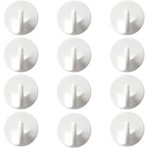 12 crochets adhésifs en plastique blanc, crochets muraux amovibles, crochets auto-adhésifs, crochets de rangement sans perforation, adaptés pour